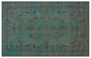 Traditional Design Stone Blue Over Dyed Vintage Rug 5'6'' x 8'8'' ft 168 x 263 cm