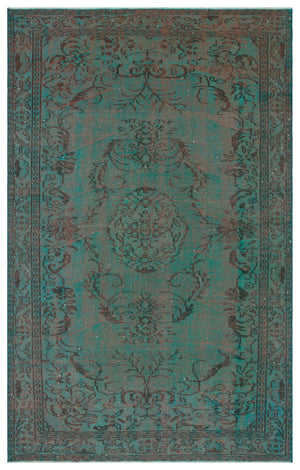 Traditional Design Stone Blue Over Dyed Vintage Rug 5'6'' x 8'8'' ft 168 x 263 cm