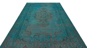 Traditional Design Stone Blue Over Dyed Vintage Rug 6'5'' x 9'6'' ft 196 x 289 cm