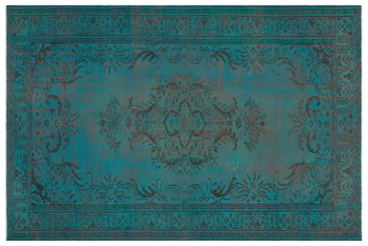 Traditional Design Stone Blue Over Dyed Vintage Rug 6&#39;5&#39;&#39; x 9&#39;6&#39;&#39; ft 196 x 289 cm
