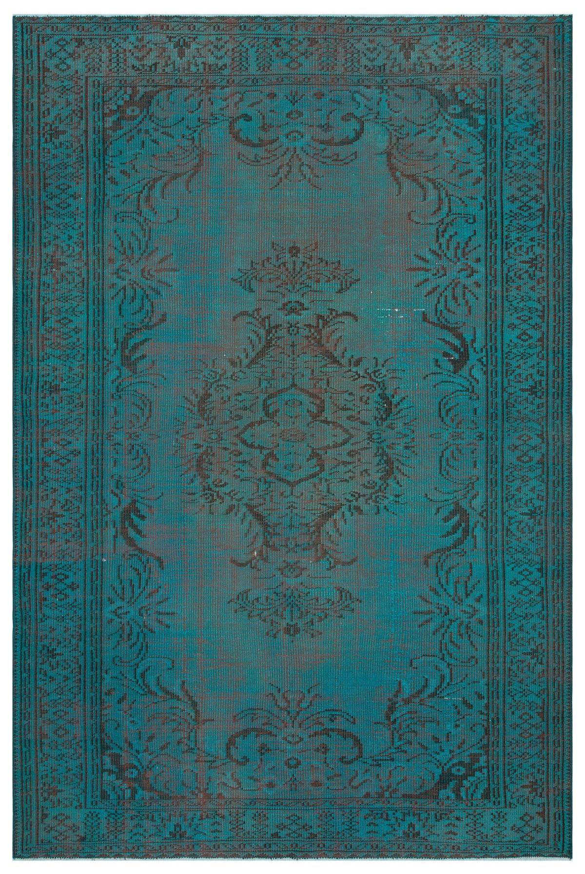 Traditional Design Stone Blue Over Dyed Vintage Rug 6&#39;5&#39;&#39; x 9&#39;6&#39;&#39; ft 196 x 289 cm