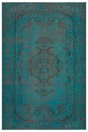 Traditional Design Stone Blue Over Dyed Vintage Rug 6'5'' x 9'6'' ft 196 x 289 cm