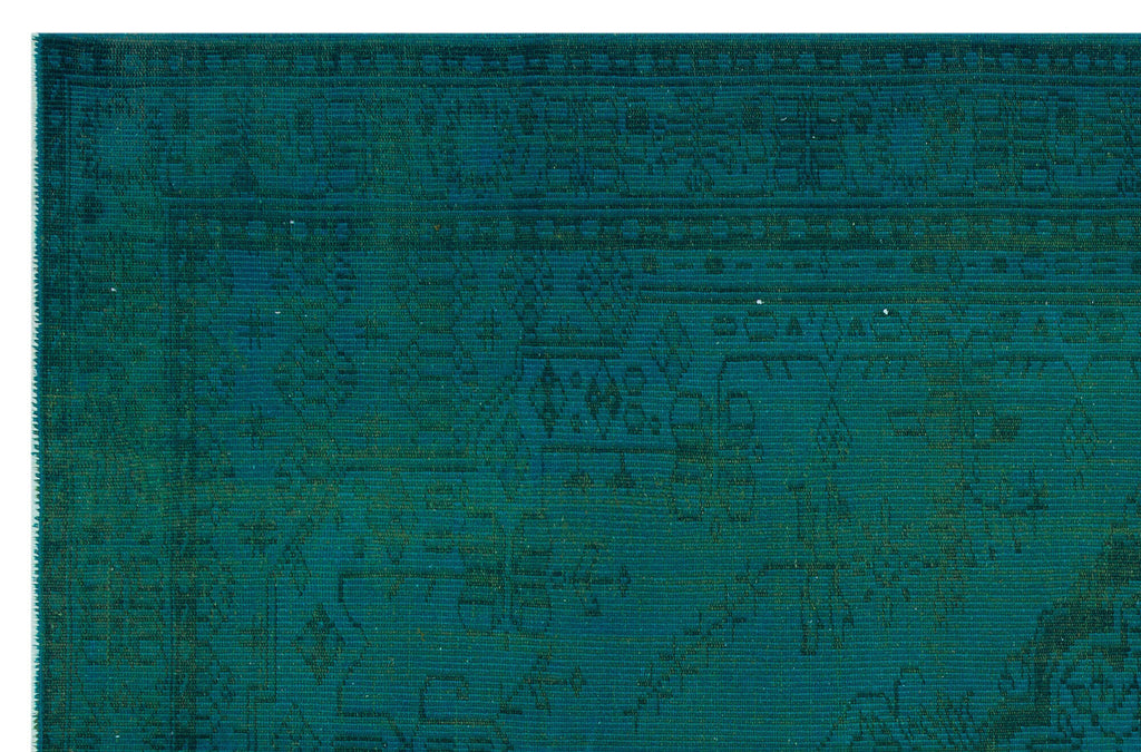 Traditional Design Turquoise Over Dyed Vintage Rug 6'2'' x 9'5'' ft 188 x 286 cm