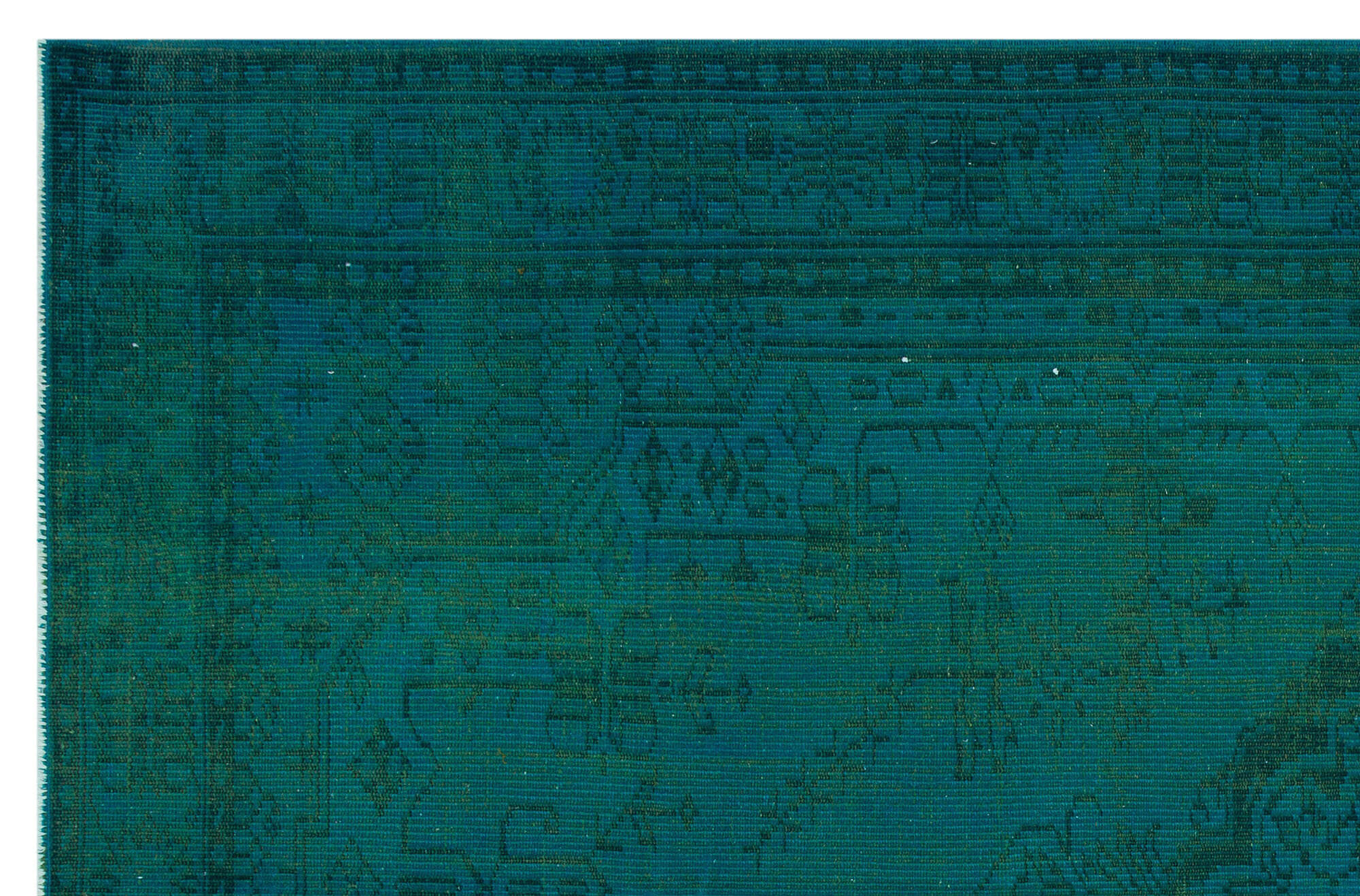 Traditional Design Turquoise Over Dyed Vintage Rug 6'2'' x 9'5'' ft 188 x 286 cm