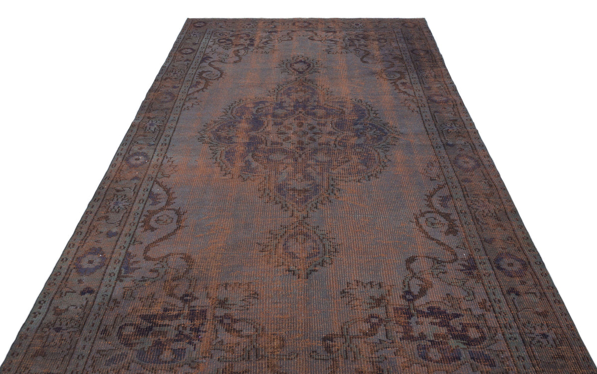 Brown Over Dyed Vintage Rug 5&#39;8&#39;&#39; x 9&#39;8&#39;&#39; ft 172 x 294 cm