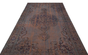 Brown Over Dyed Vintage Rug 5'8'' x 9'8'' ft 172 x 294 cm