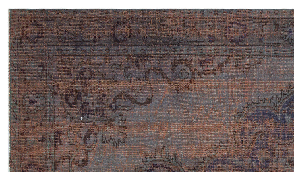 Brown Over Dyed Vintage Rug 5'8'' x 9'8'' ft 172 x 294 cm