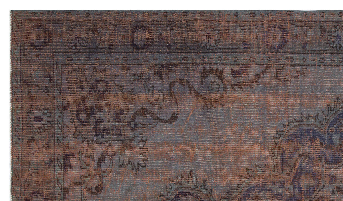 Brown Over Dyed Vintage Rug 5&#39;8&#39;&#39; x 9&#39;8&#39;&#39; ft 172 x 294 cm