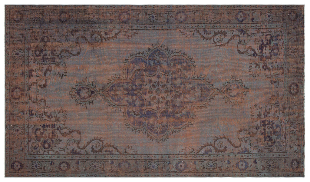 Brown Over Dyed Vintage Rug 5'8'' x 9'8'' ft 172 x 294 cm