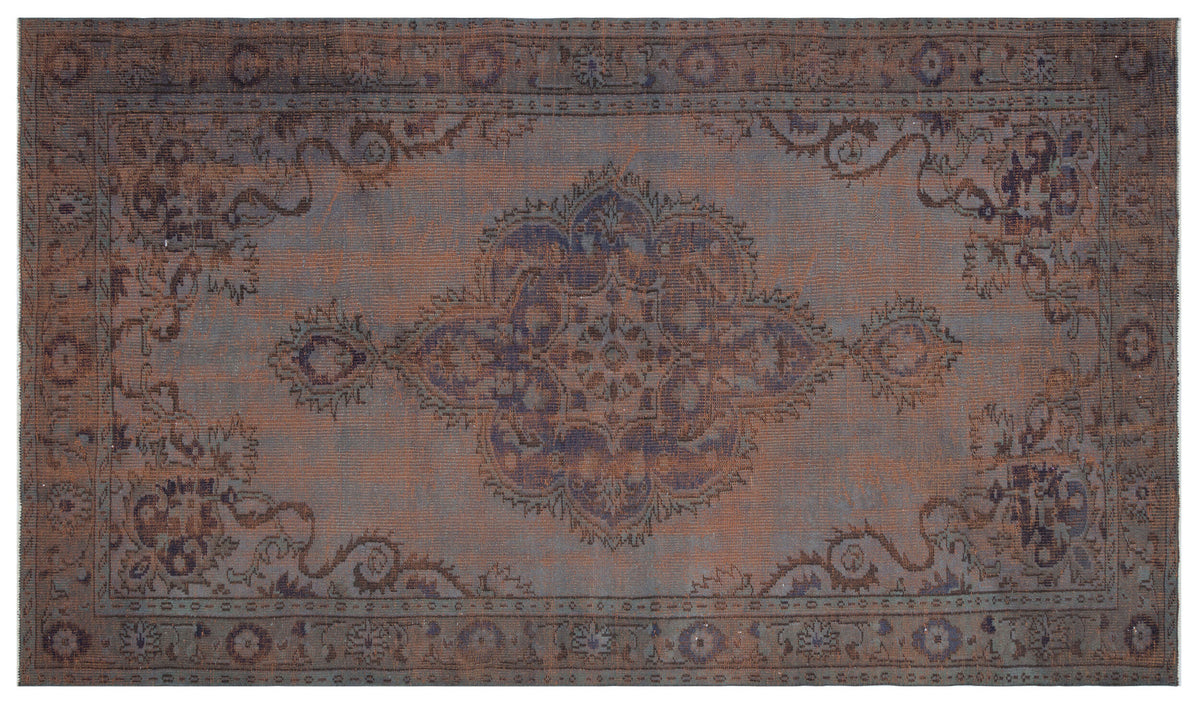 Brown Over Dyed Vintage Rug 5&#39;8&#39;&#39; x 9&#39;8&#39;&#39; ft 172 x 294 cm