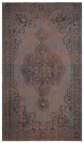 Brown Over Dyed Vintage Rug 5'8'' x 9'8'' ft 172 x 294 cm