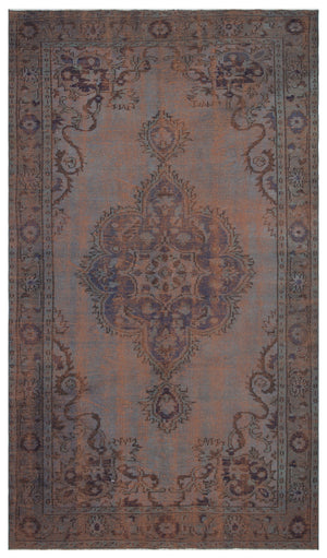 Brown Over Dyed Vintage Rug 5'8'' x 9'8'' ft 172 x 294 cm