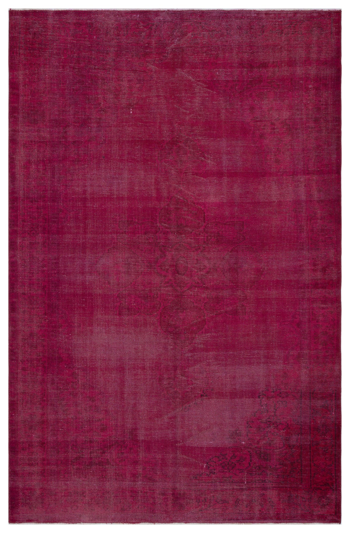 Fuchsia Over Dyed Vintage Rug 5&#39;7&#39;&#39; x 8&#39;6&#39;&#39; ft 169 x 259 cm