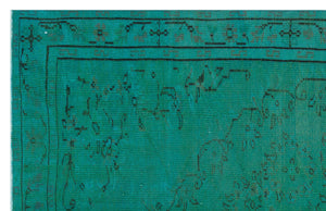 Traditional Deasign Turquoise Over Dyed Vintage Rug 5'1'' x 7'11'' ft 155 x 242 cm