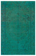 Traditional Deasign Turquoise Over Dyed Vintage Rug 5'1'' x 7'11'' ft 155 x 242 cm