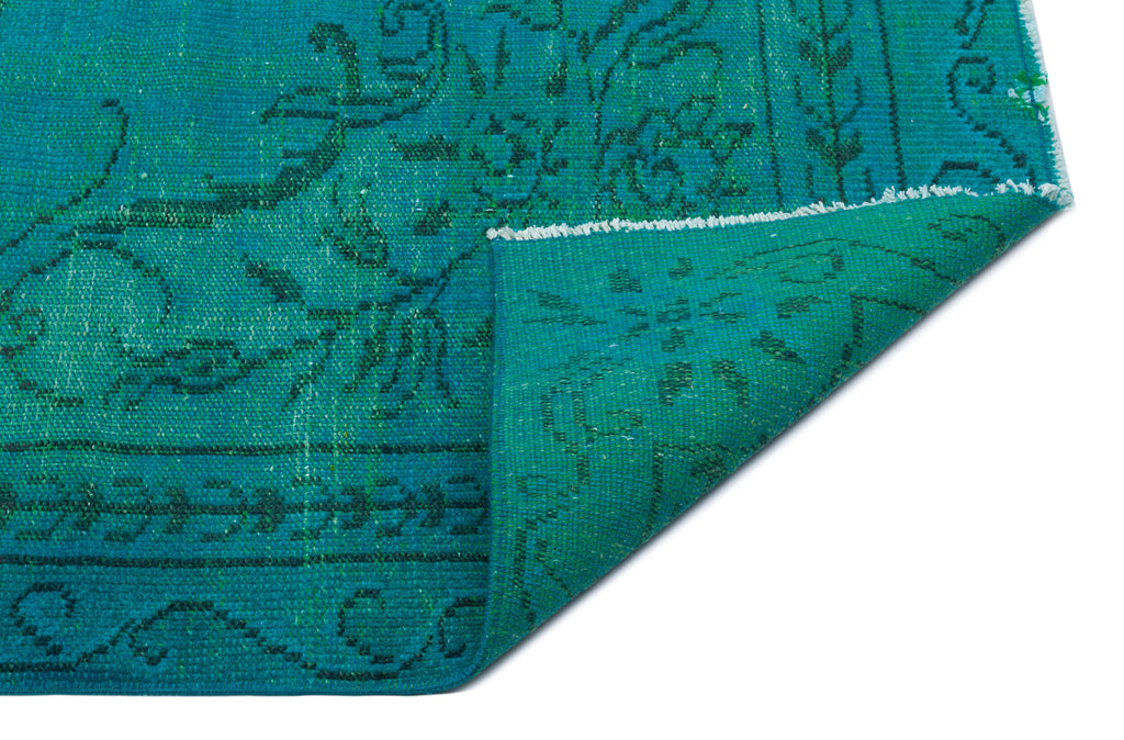 Traditional Design Turquoise Over Dyed Vintage Rug 5'10'' x 8'5'' ft 178 x 257 cm
