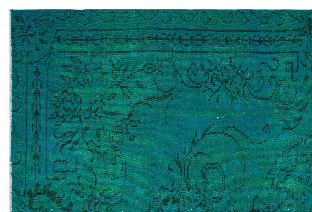 Traditional Design Turquoise Over Dyed Vintage Rug 5'10'' x 8'5'' ft 178 x 257 cm