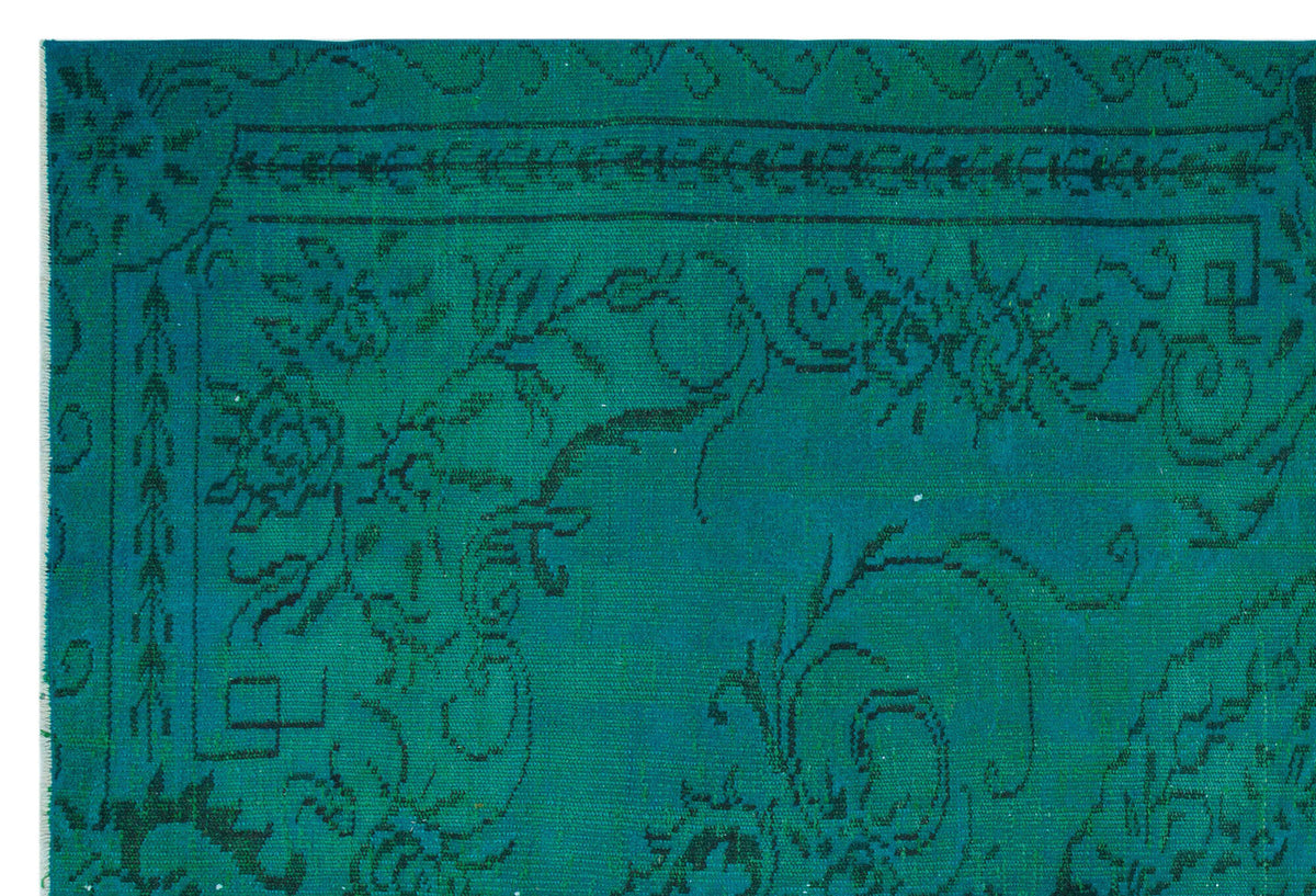 Traditional Design Turquoise Over Dyed Vintage Rug 5&#39;10&#39;&#39; x 8&#39;5&#39;&#39; ft 178 x 257 cm