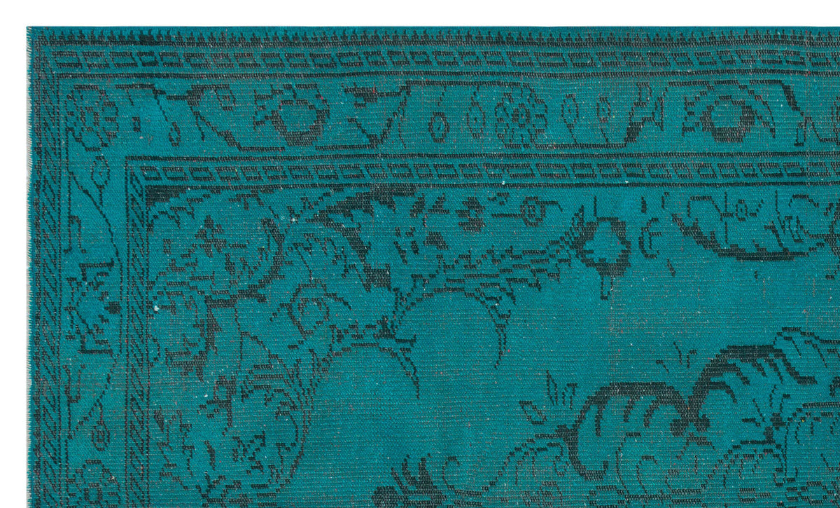Traditional Design Turquoise Over Dyed Vintage Rug 5&#39;1&#39;&#39; x 8&#39;8&#39;&#39; ft 156 x 263 cm