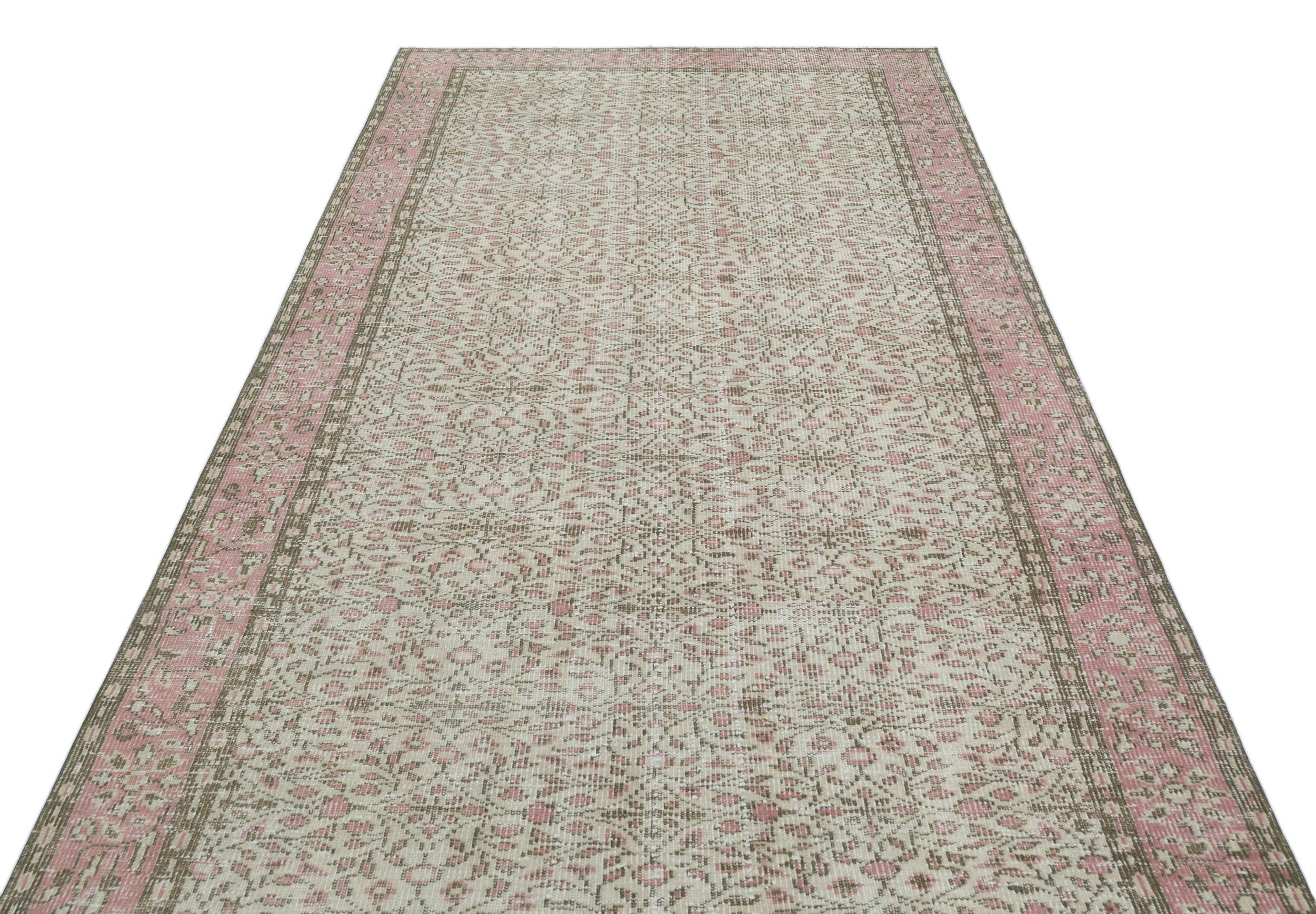 Beige Over Dyed Vintage Rug 5'0'' x 9'2'' ft 153 x 280 cm