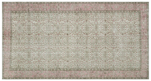 Beige Over Dyed Vintage Rug 5'0'' x 9'2'' ft 153 x 280 cm