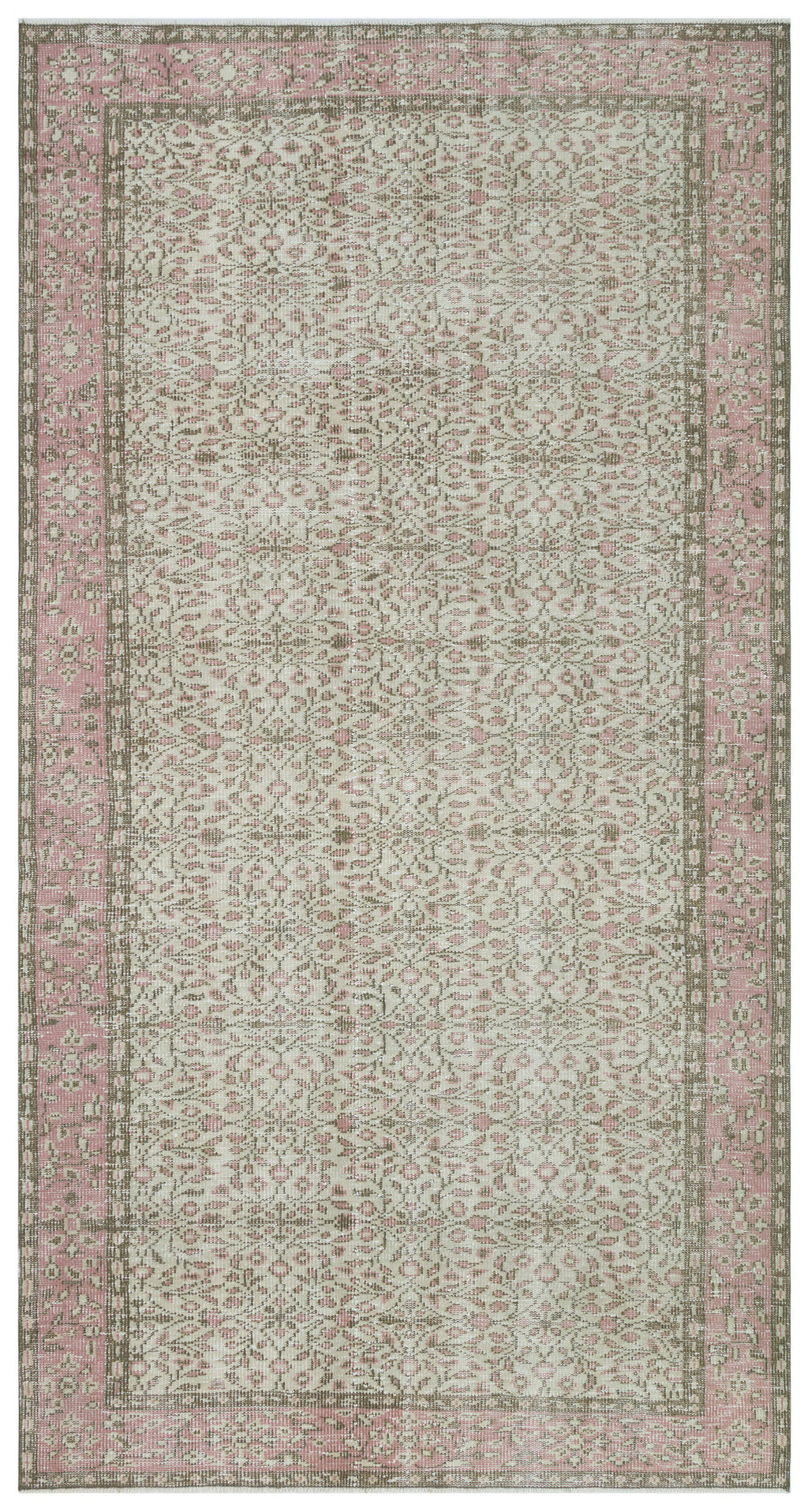 Beige Over Dyed Vintage Rug 5'0'' x 9'2'' ft 153 x 280 cm
