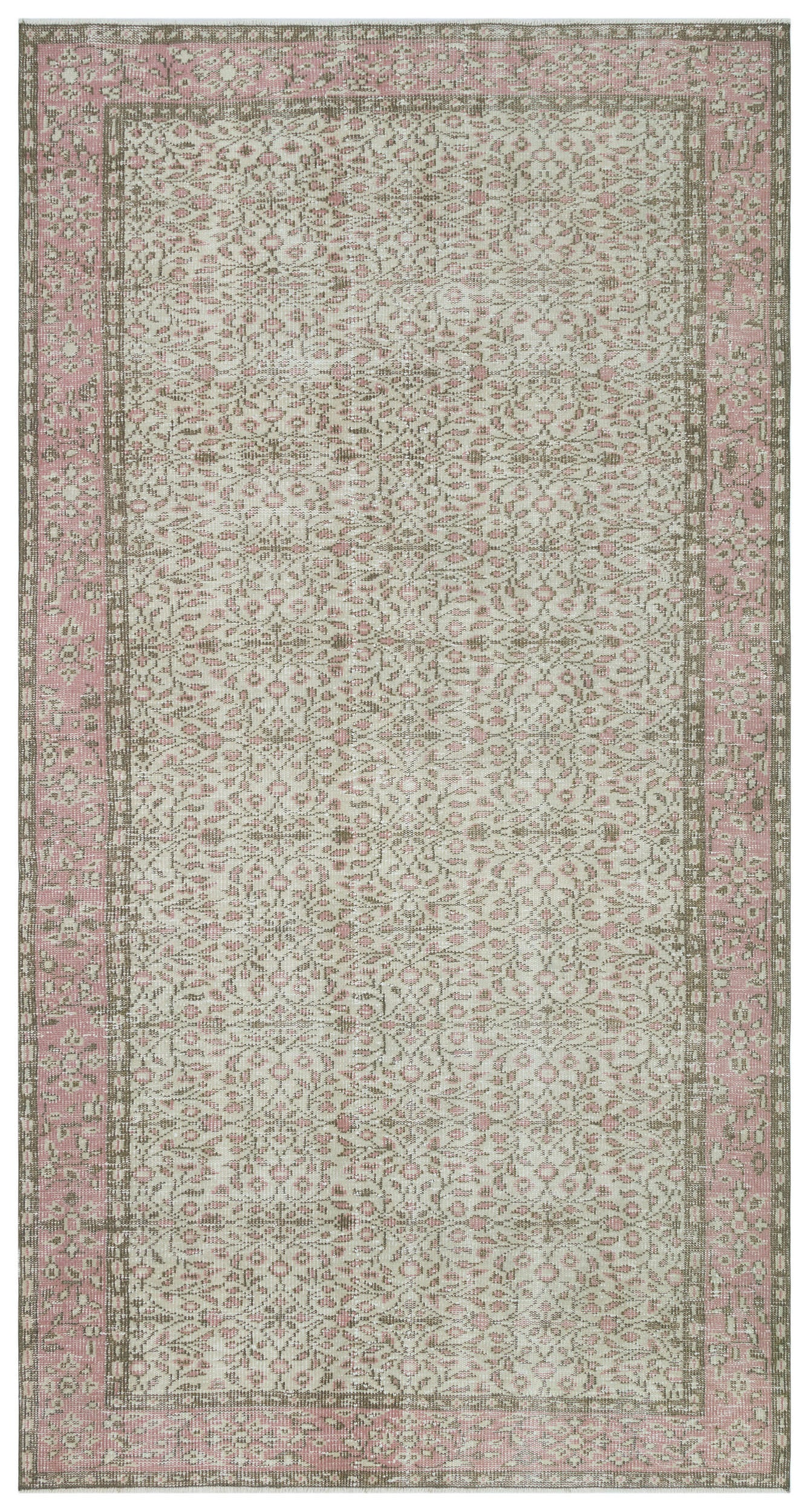 Beige Over Dyed Vintage Rug 5'0'' x 9'2'' ft 153 x 280 cm