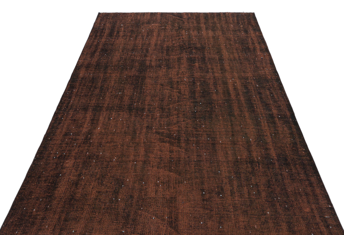 Brown Over Dyed Vintage Rug 5&#39;2&#39;&#39; x 8&#39;4&#39;&#39; ft 157 x 254 cm
