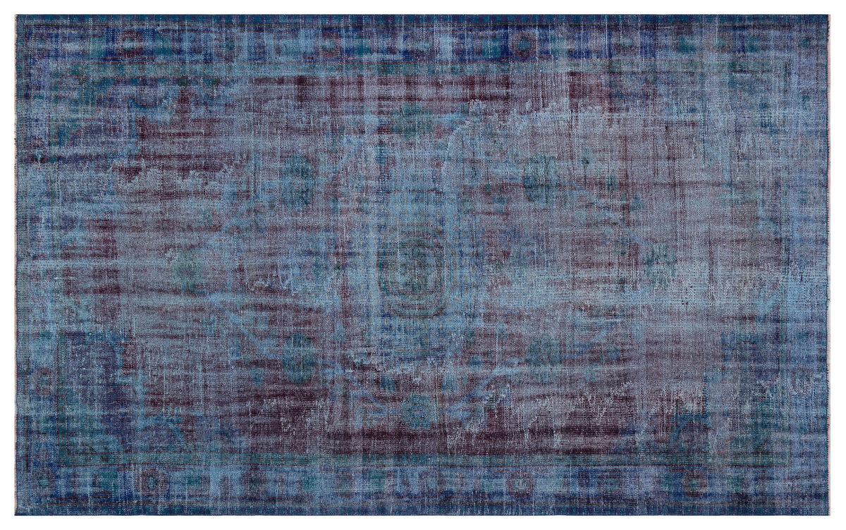 Traditional Design Blue Over Dyed Vintage Rug 6&#39;2&#39;&#39; x 9&#39;12&#39;&#39; ft 187 x 304 cm