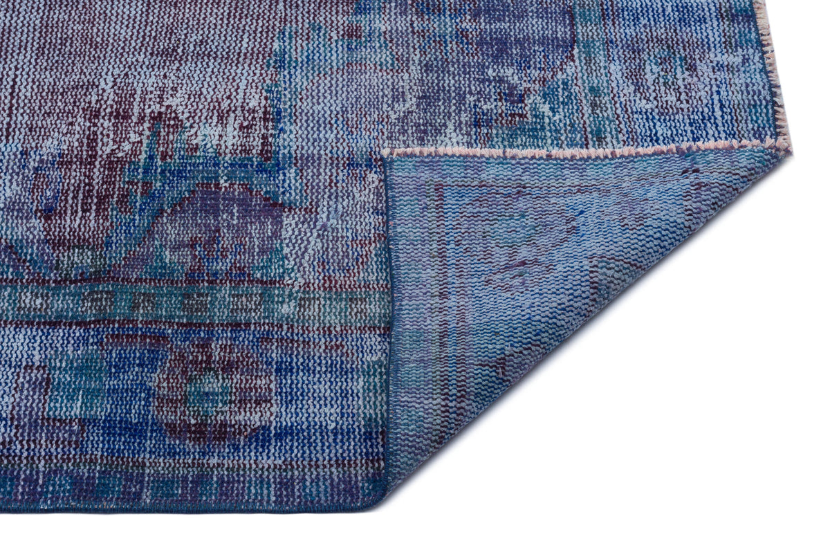 Traditional Design Blue Over Dyed Vintage Rug 6&#39;2&#39;&#39; x 9&#39;12&#39;&#39; ft 187 x 304 cm