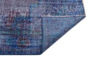 Traditional Design Blue Over Dyed Vintage Rug 6'2'' x 9'12'' ft 187 x 304 cm