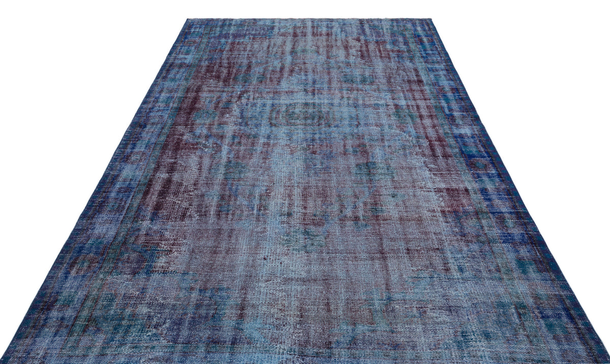 Traditional Design Blue Over Dyed Vintage Rug 6&#39;2&#39;&#39; x 9&#39;12&#39;&#39; ft 187 x 304 cm