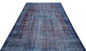 Traditional Design Blue Over Dyed Vintage Rug 6'2'' x 9'12'' ft 187 x 304 cm