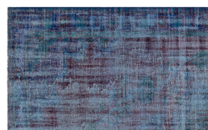 Traditional Design Blue Over Dyed Vintage Rug 6'2'' x 9'12'' ft 187 x 304 cm