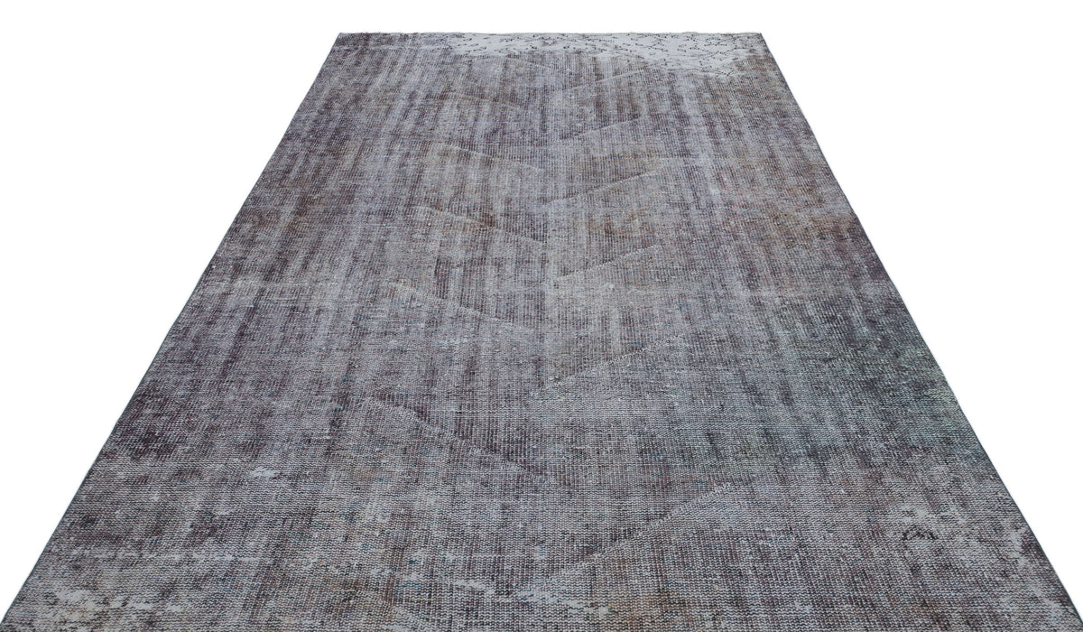 Gray Over Dyed Vintage Rug 6&#39;2&#39;&#39; x 9&#39;7&#39;&#39; ft 187 x 292 cm