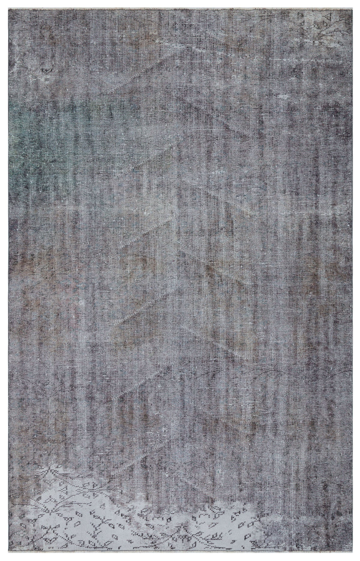 Gray Over Dyed Vintage Rug 6&#39;2&#39;&#39; x 9&#39;7&#39;&#39; ft 187 x 292 cm