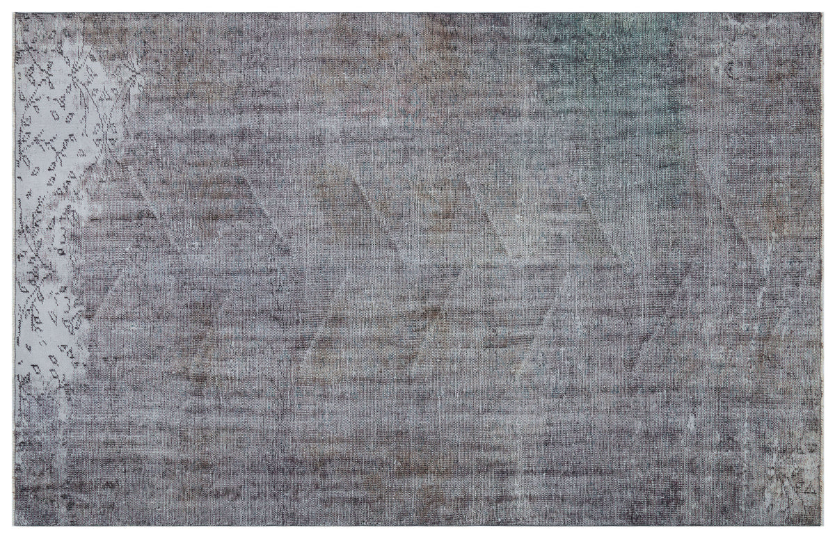 Gray Over Dyed Vintage Rug 6&#39;2&#39;&#39; x 9&#39;7&#39;&#39; ft 187 x 292 cm