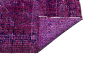 Fuchsia Over Dyed Vintage Rug 6'6'' x 9'5'' ft 199 x 286 cm