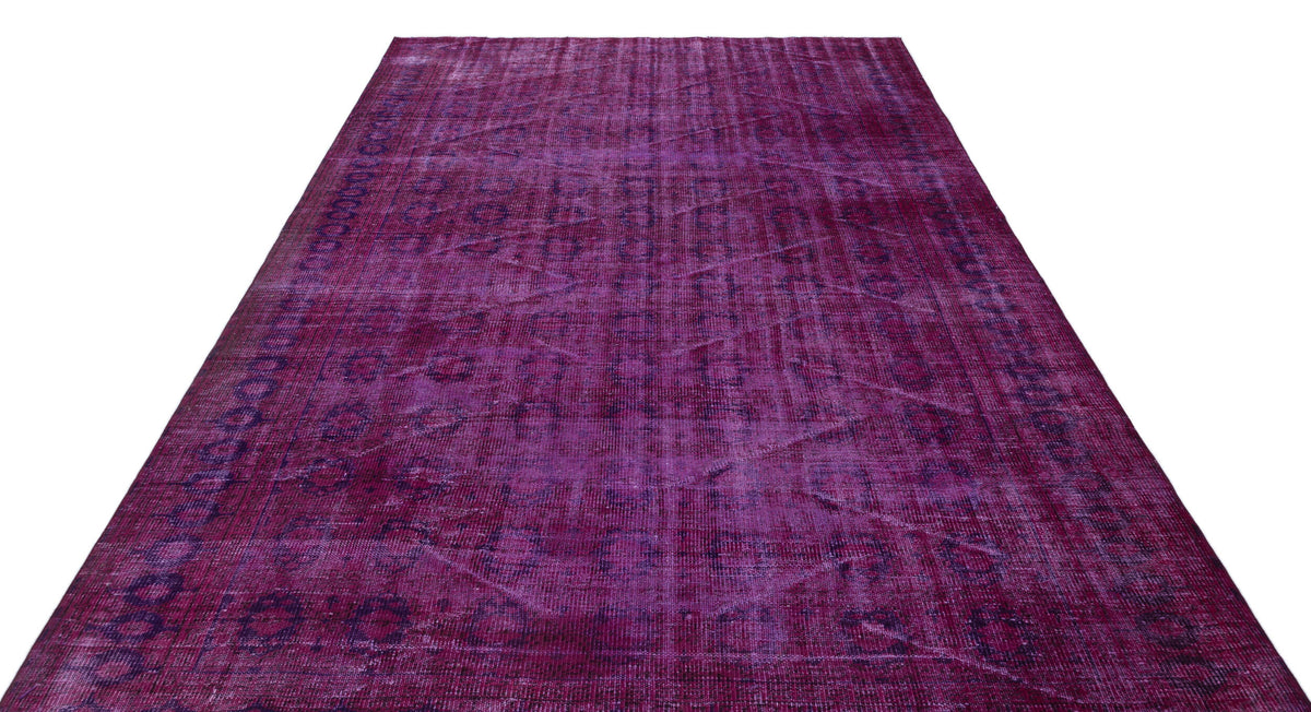 Fuchsia Over Dyed Vintage Rug 6&#39;6&#39;&#39; x 9&#39;5&#39;&#39; ft 199 x 286 cm