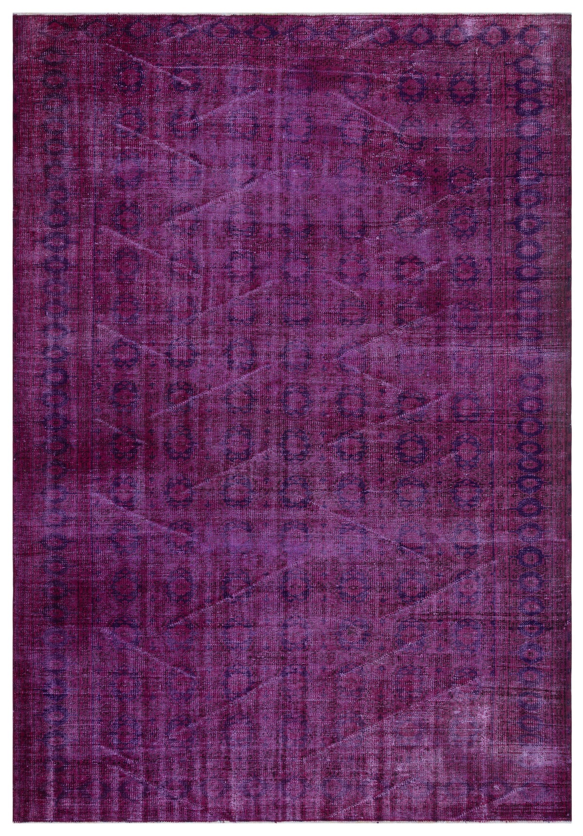 Fuchsia Over Dyed Vintage Rug 6&#39;6&#39;&#39; x 9&#39;5&#39;&#39; ft 199 x 286 cm