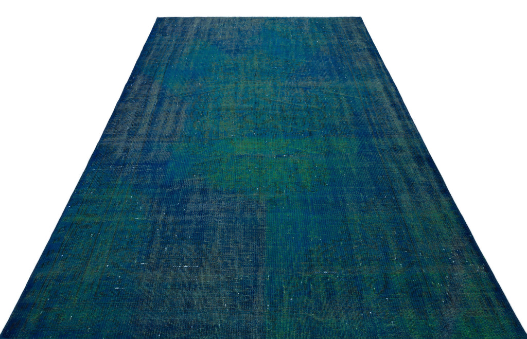 Traditional Design Indigo Blue Over Dyed Vintage Rug 5'5'' x 9'0'' ft 165 x 275 cm