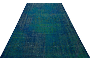 Traditional Design Indigo Blue Over Dyed Vintage Rug 5'5'' x 9'0'' ft 165 x 275 cm