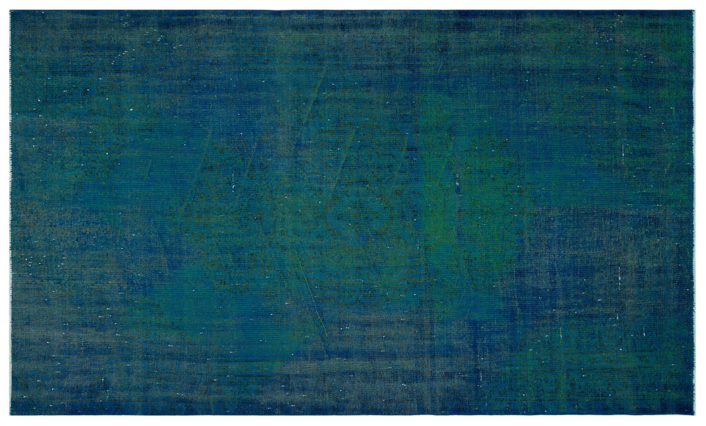 Traditional Design Indigo Blue Over Dyed Vintage Rug 5'5'' x 9'0'' ft 165 x 275 cm