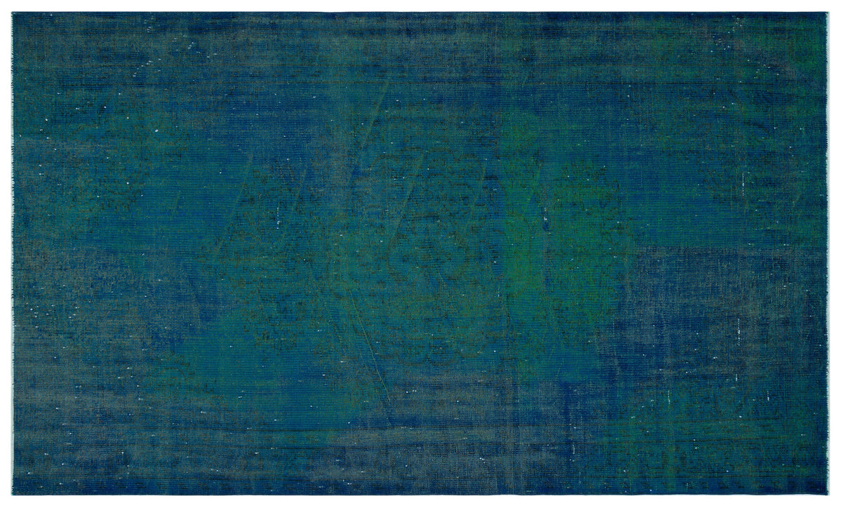 Traditional Design Indigo Blue Over Dyed Vintage Rug 5&#39;5&#39;&#39; x 9&#39;0&#39;&#39; ft 165 x 275 cm