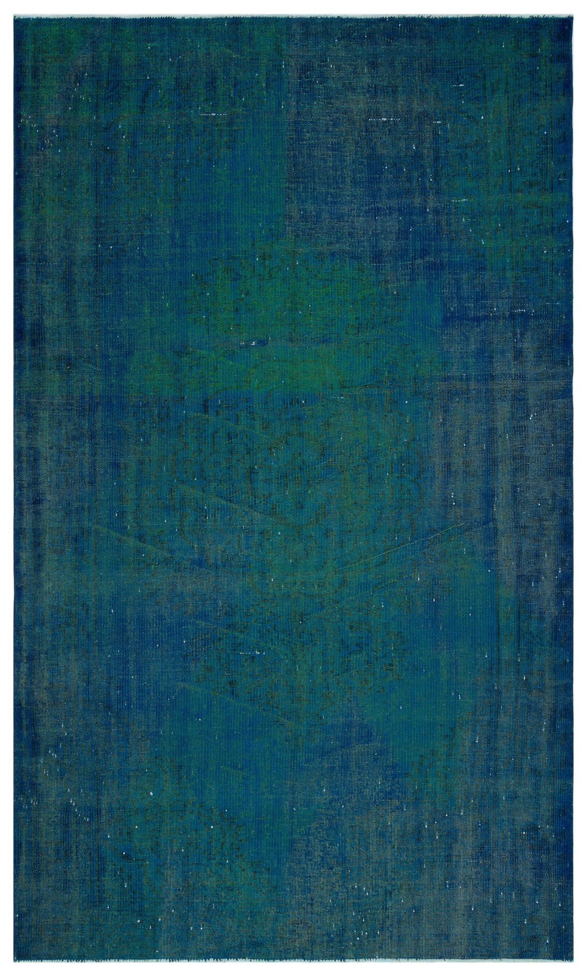 Traditional Design Indigo Blue Over Dyed Vintage Rug 5&#39;5&#39;&#39; x 9&#39;0&#39;&#39; ft 165 x 275 cm
