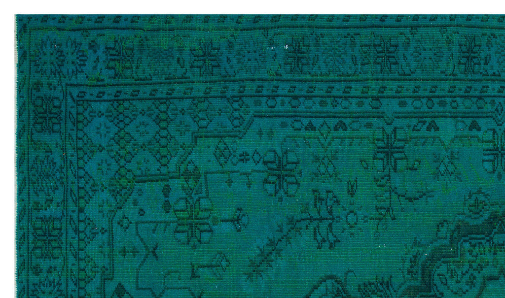 Traditional Design Turquoise Over Dyed Vintage Rug 5'9'' x 9'7'' ft 176 x 291 cm