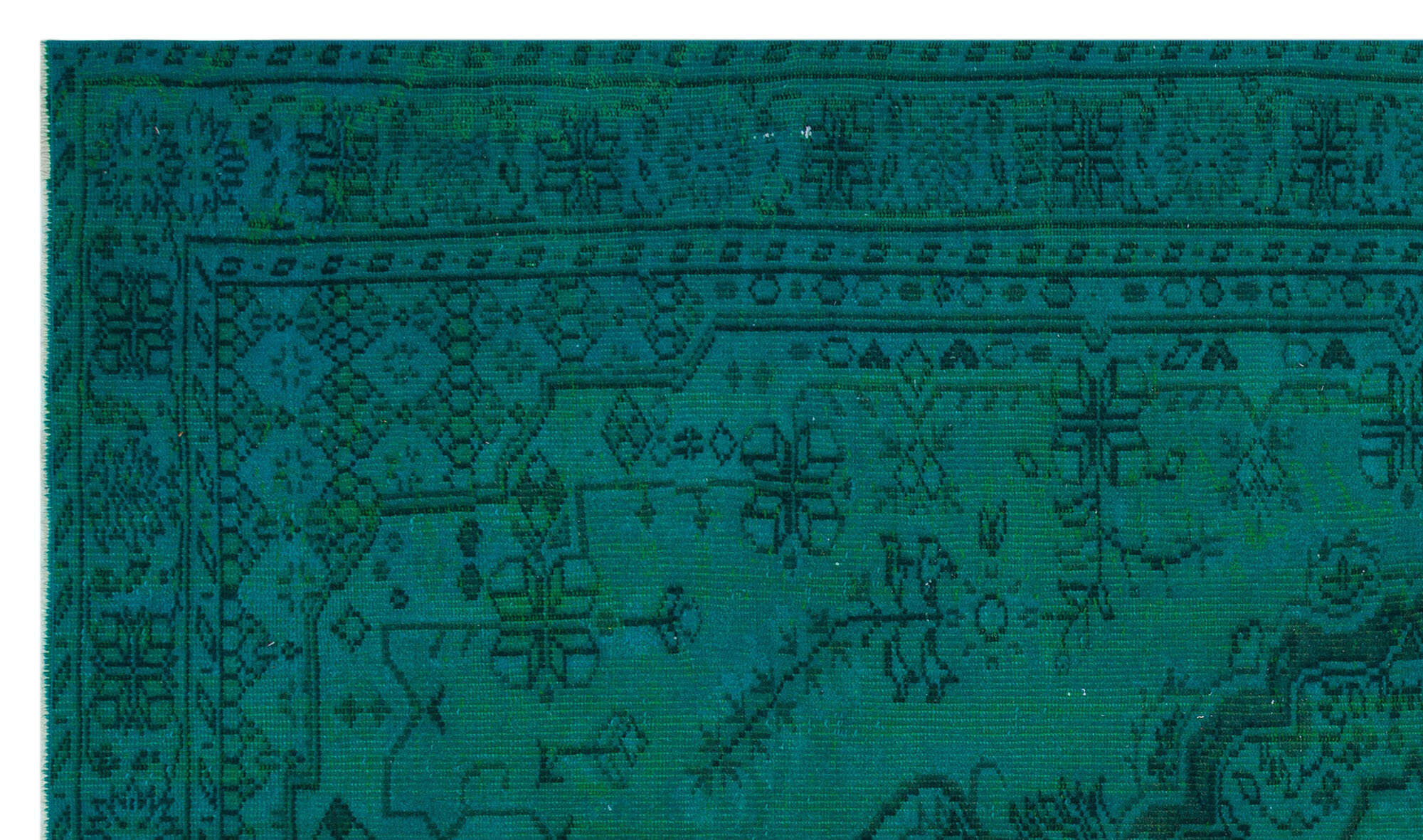 Traditional Design Turquoise Over Dyed Vintage Rug 5'9'' x 9'7'' ft 176 x 291 cm