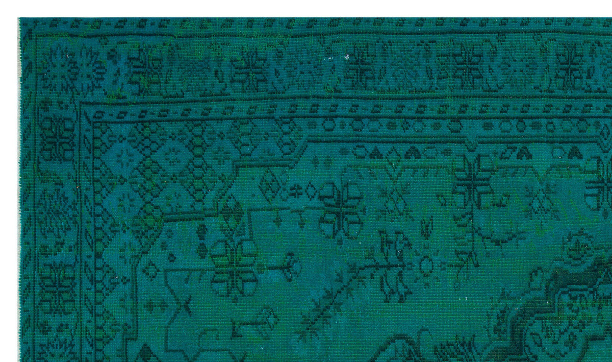 Traditional Design Turquoise Over Dyed Vintage Rug 5&#39;9&#39;&#39; x 9&#39;7&#39;&#39; ft 176 x 291 cm