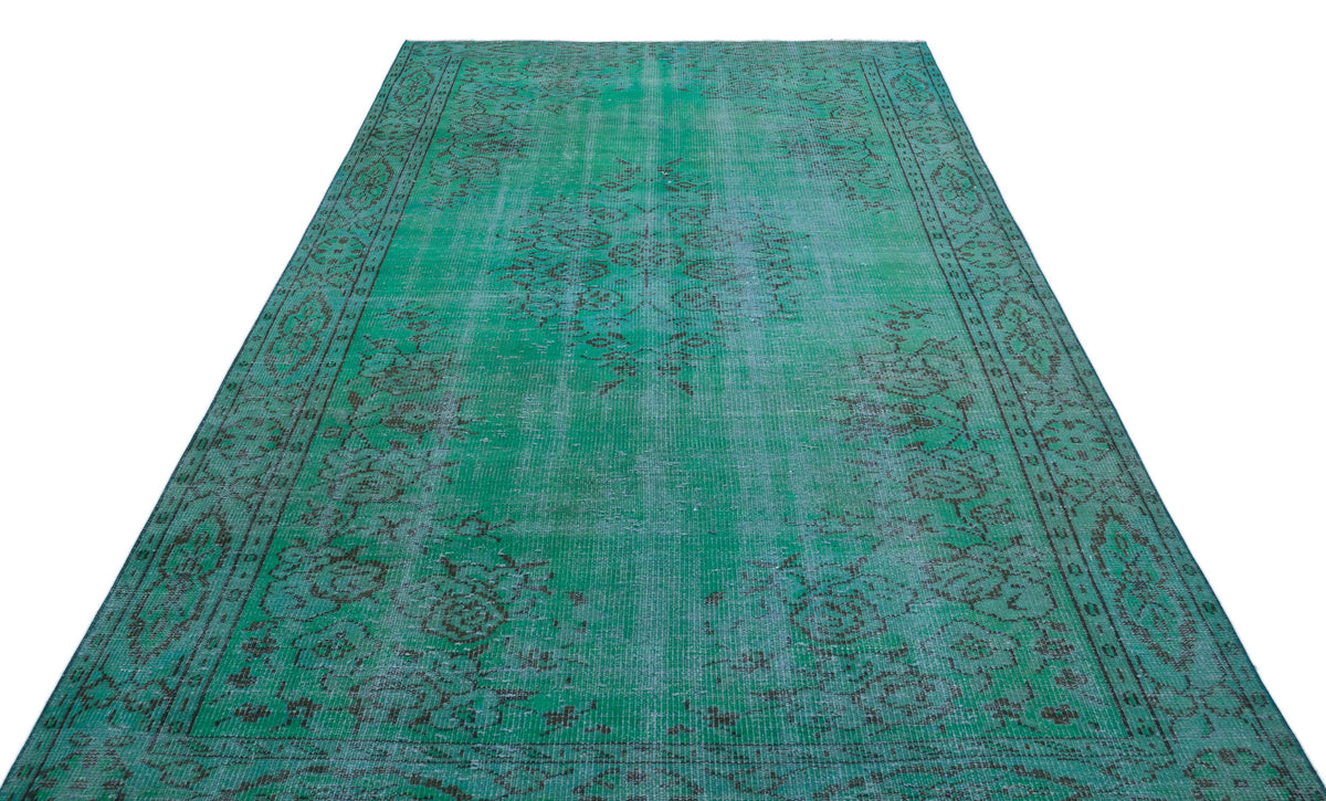 Turquoise  Over Dyed Vintage Rug 5&#39;10&#39;&#39; x 9&#39;5&#39;&#39; ft 179 x 288 cm