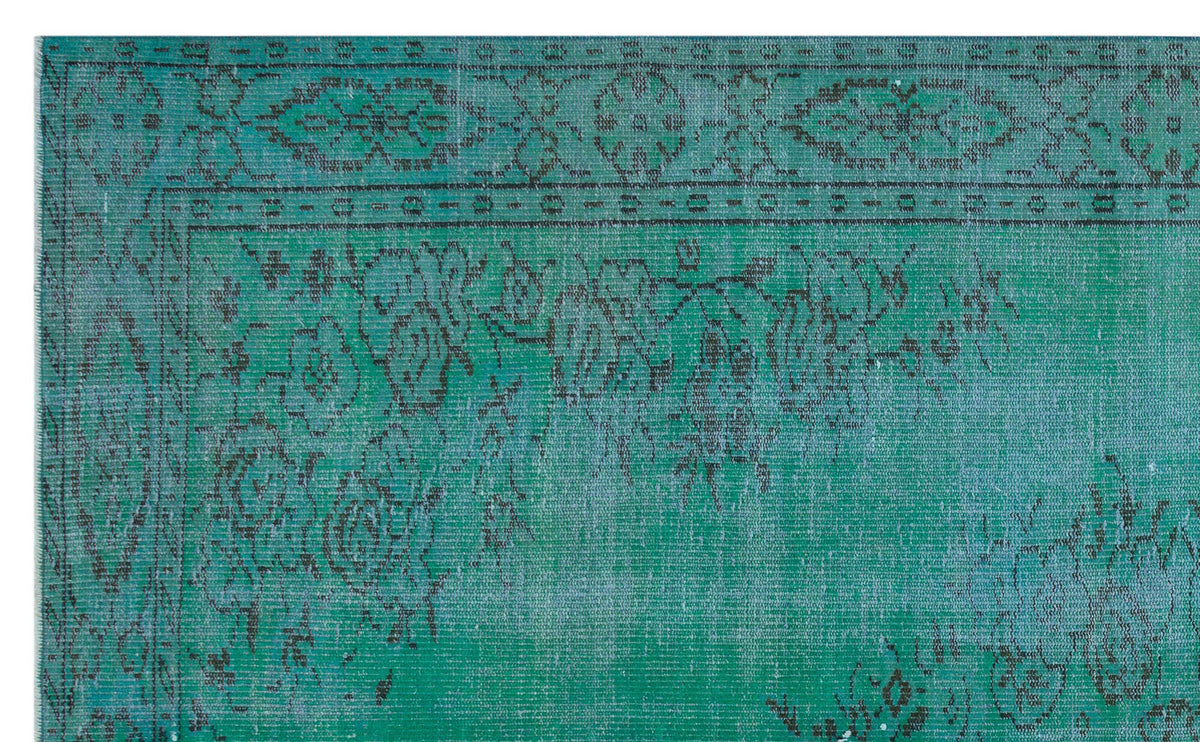 Turquoise  Over Dyed Vintage Rug 5&#39;10&#39;&#39; x 9&#39;5&#39;&#39; ft 179 x 288 cm